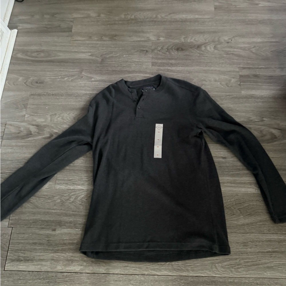 St. John's Bay Charcoal Long Sleeve Henley Shirt